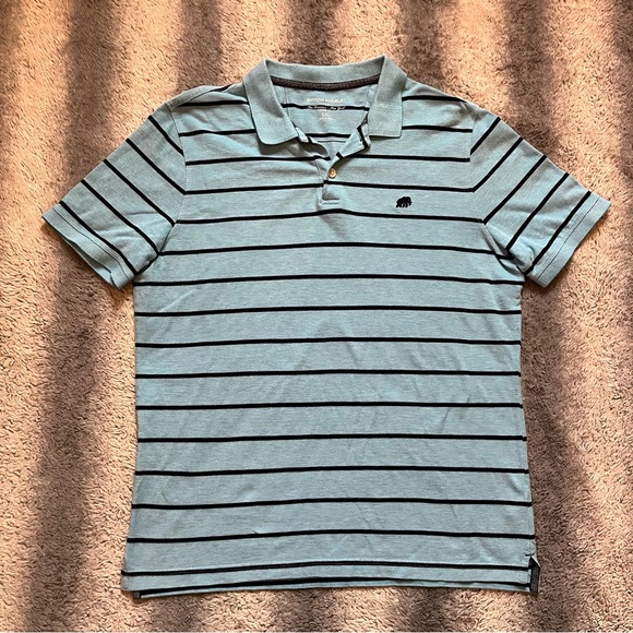Banana Republic Men's Large Blue Striped Polo Shirt Black Stripes - Picture 1 of 7